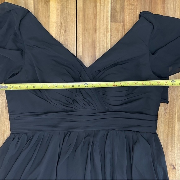 Loyeloy V Neck Chiffon Short Sleeve High Slit Pleated Front Formal Bridesmaid 22 - Picture 9 of 11